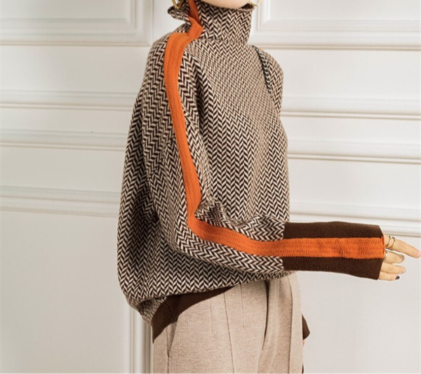 VIVILY | Herringbone Luxe Rollkragenpullover