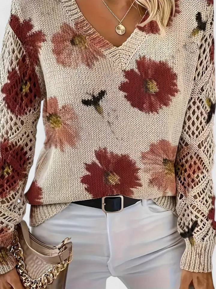 Vivily | Eleganter Pullover mit Blumenmuster