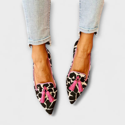 Ottilia – Elegante Mokassins mit Quasten und Animal-Print