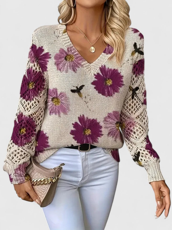 Vivily | Eleganter Pullover mit Blumenmuster