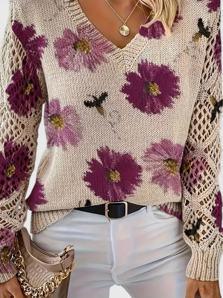 Vivily | Eleganter Pullover mit Blumenmuster