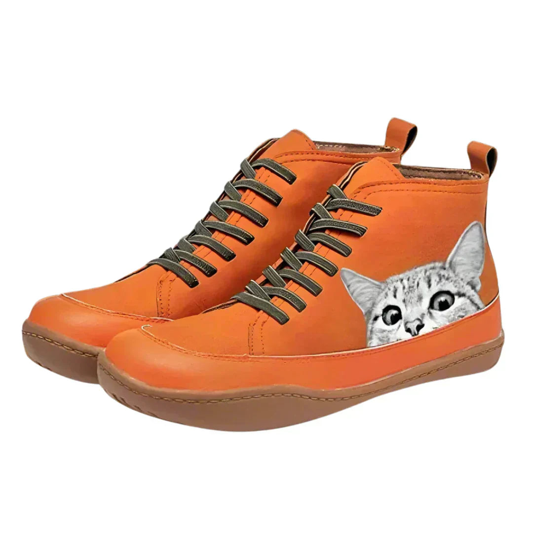 VIVILY | Elegante Lederstiefeletten für Katzenliebhaber