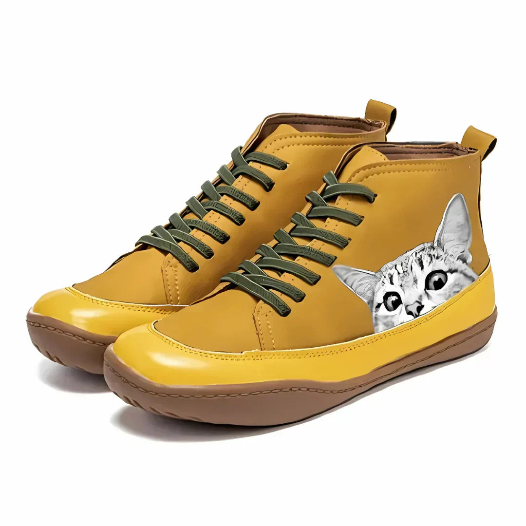 VIVILY | Elegante Lederstiefeletten für Katzenliebhaber