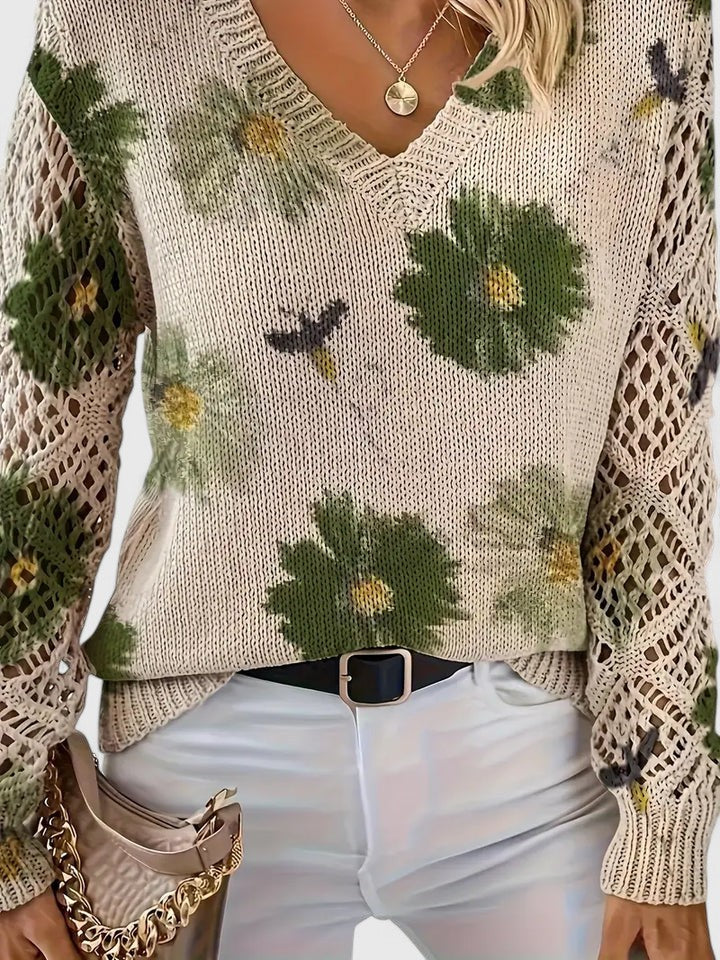 Vivily | Eleganter Pullover mit Blumenmuster