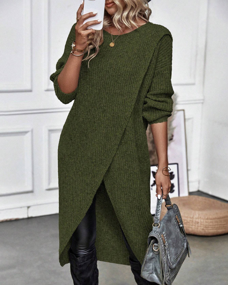 VIVILY | Langes Effekten Strickkleid