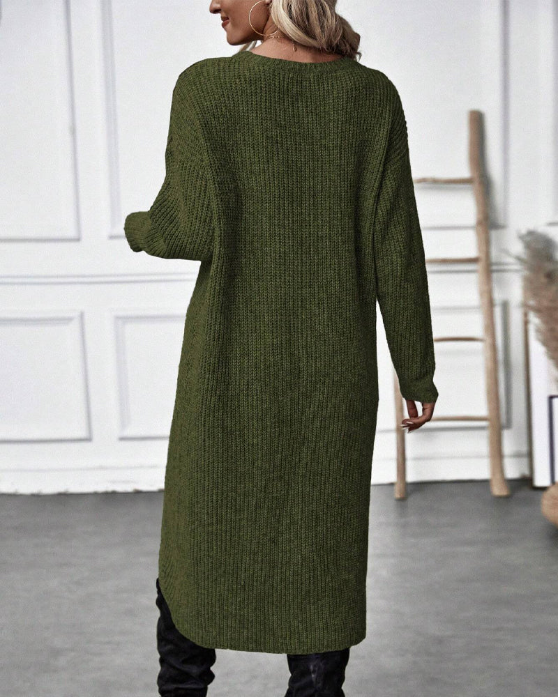 VIVILY | Langes Effekten Strickkleid