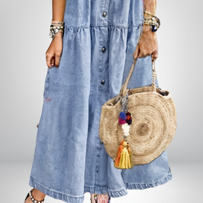 VIVILY | Weiches Denim-Kleid mit Knöpfen