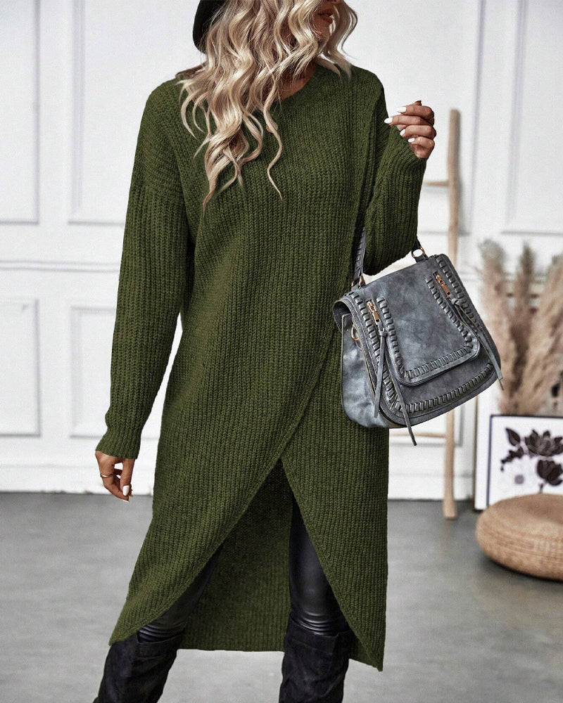 VIVILY | Langes Effekten Strickkleid