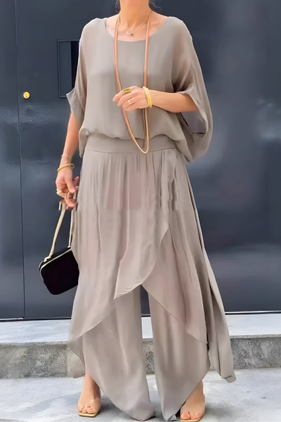 Mathilda™ | Weites Top & Hose mit Schlitz – Zweiteiliges Chiffon-Set
