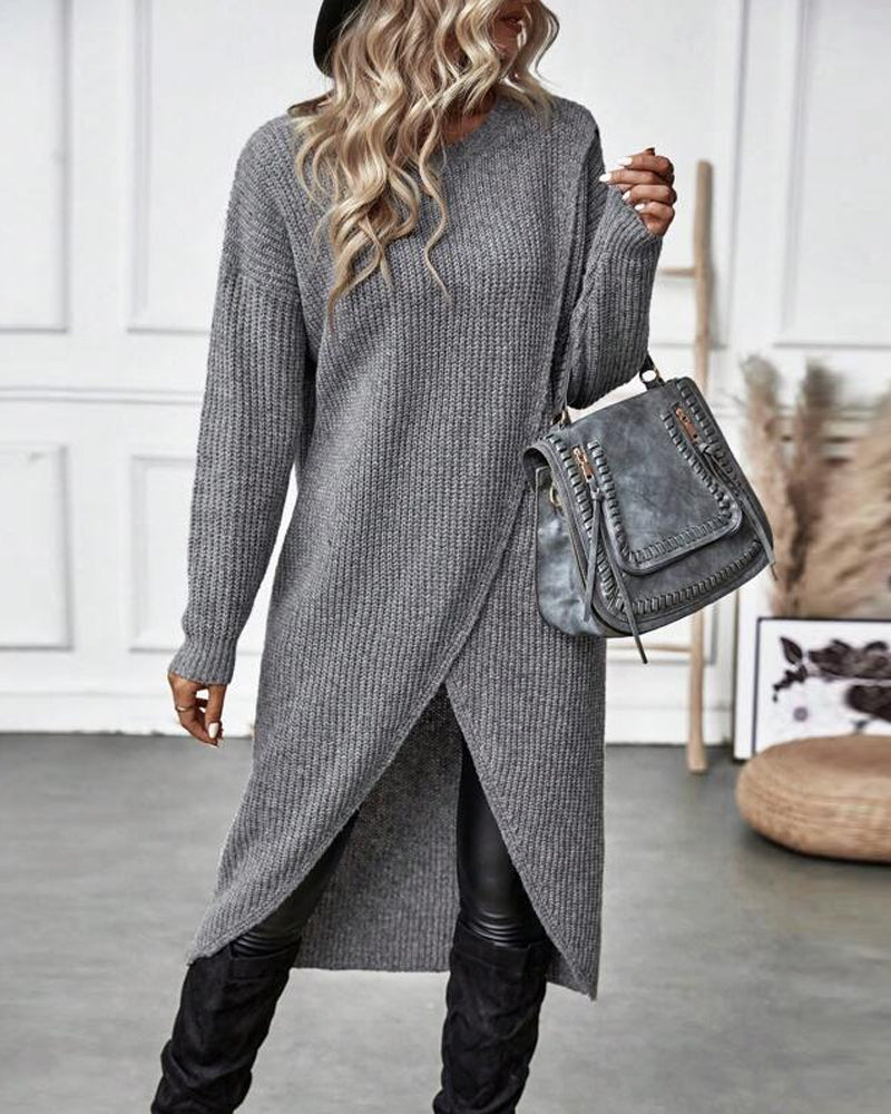 VIVILY | Langes Effekten Strickkleid