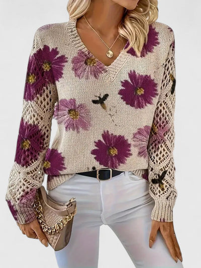 Vivily | Eleganter Pullover mit Blumenmuster