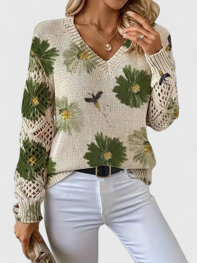 Vivily | Eleganter Pullover mit Blumenmuster