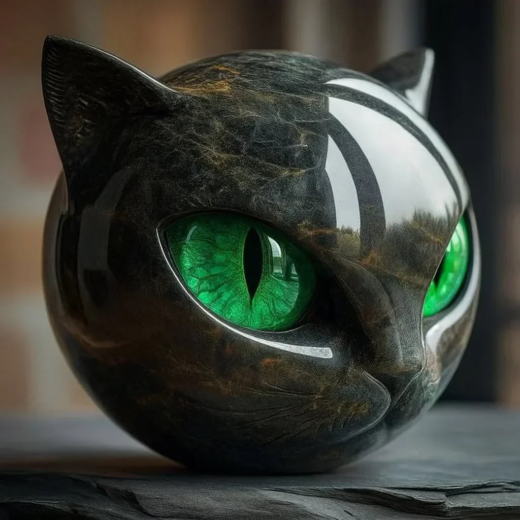 Elara™ | Skulptur Schwarzer Katzenkopf