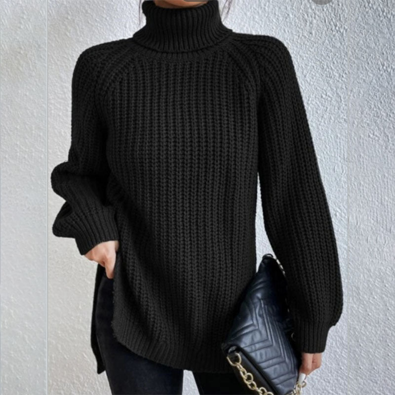VIVILY | Rollkragenpullover mit Schlitz