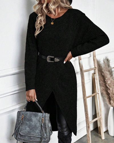 VIVILY | Langes Effekten Strickkleid