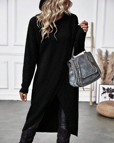VIVILY | Langes Effekten Strickkleid