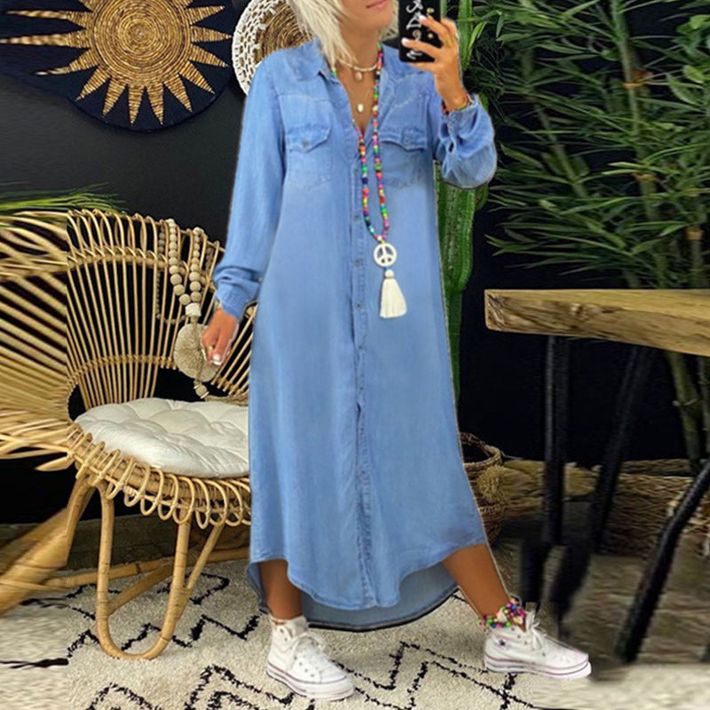 VIVILY | Langärmliges Maxikleid aus Denim