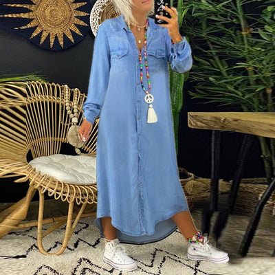 VIVILY | Langärmliges Maxikleid aus Denim