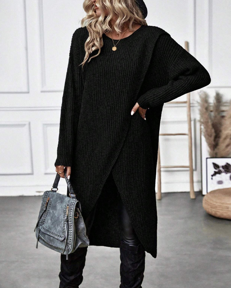 VIVILY | Langes Effekten Strickkleid