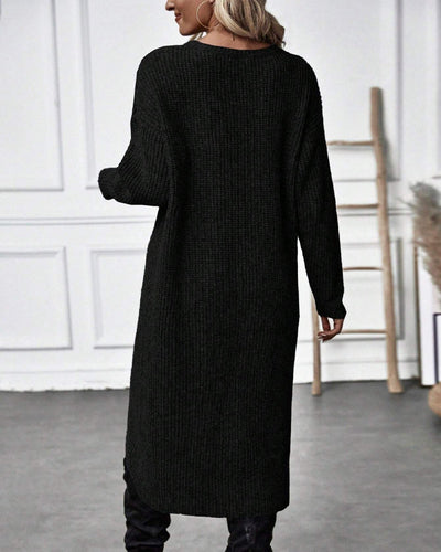 VIVILY | Langes Effekten Strickkleid