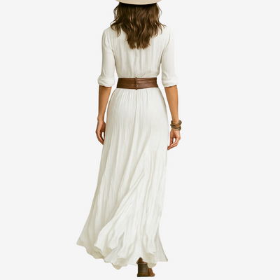 VIVILY | Maxi-Fließkleid mit Gürtel
