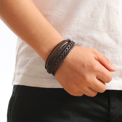 Erik® | Geflochtenes Lederarmband im Wikinger-Stil