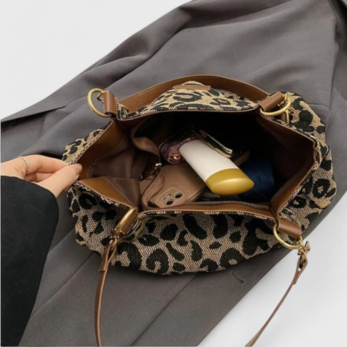Élodie – Große Tasche mit elegantem Leopardenmuster