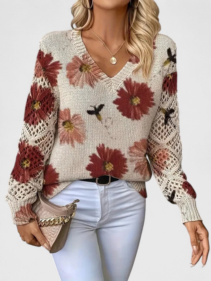 Vivily | Eleganter Pullover mit Blumenmuster
