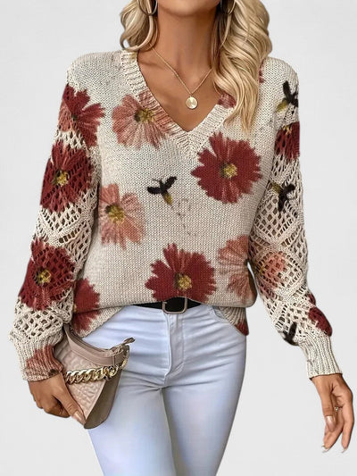 Vivily | Eleganter Pullover mit Blumenmuster