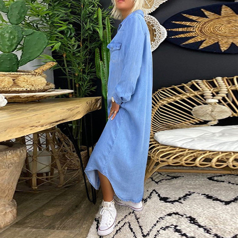 VIVILY | Langärmliges Maxikleid aus Denim