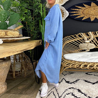 VIVILY | Langärmliges Maxikleid aus Denim