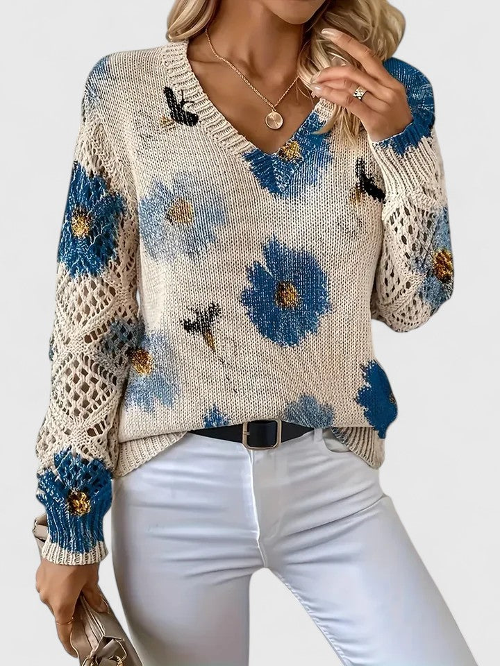 Vivily | Eleganter Pullover mit Blumenmuster