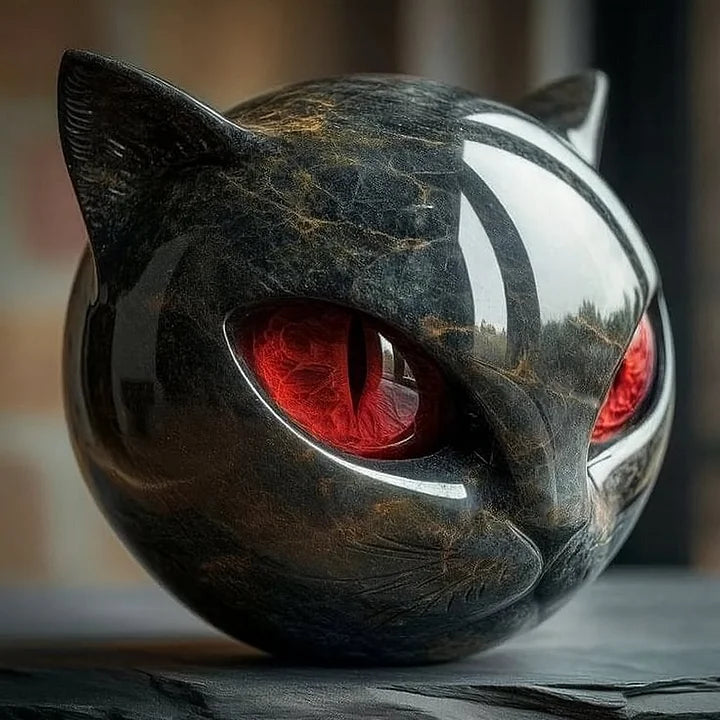 Elara™ | Skulptur Schwarzer Katzenkopf