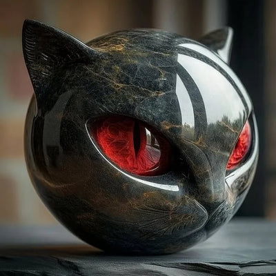 Elara™ | Skulptur Schwarzer Katzenkopf