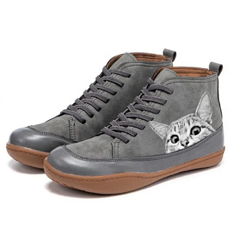 VIVILY | Elegante Lederstiefeletten für Katzenliebhaber