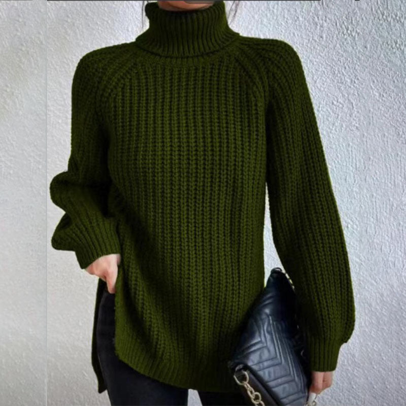 VIVILY | Rollkragenpullover mit Schlitz