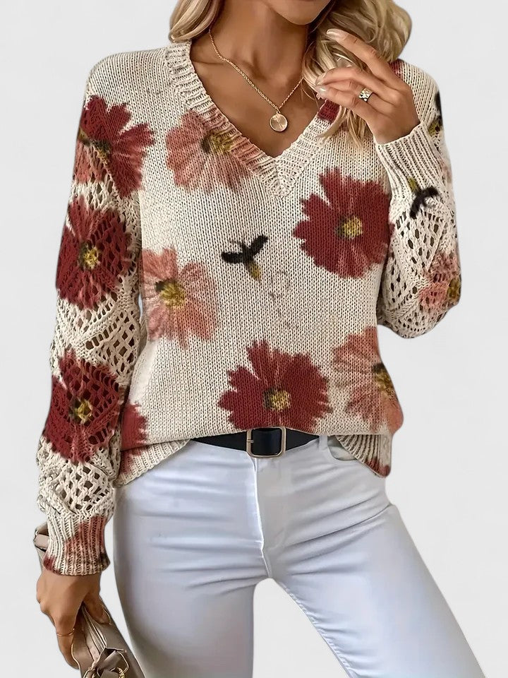 Vivily | Eleganter Pullover mit Blumenmuster