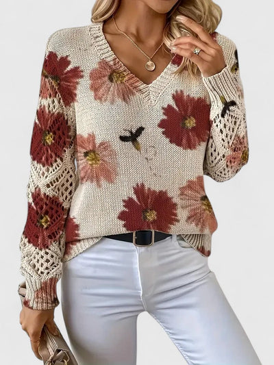 Vivily | Eleganter Pullover mit Blumenmuster