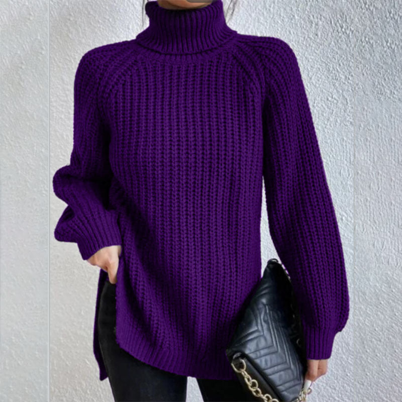 VIVILY | Rollkragenpullover mit Schlitz