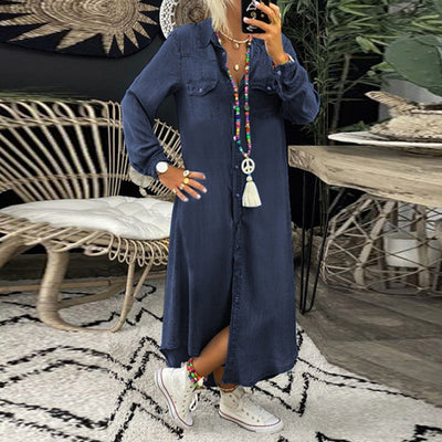 VIVILY | Langärmliges Maxikleid aus Denim