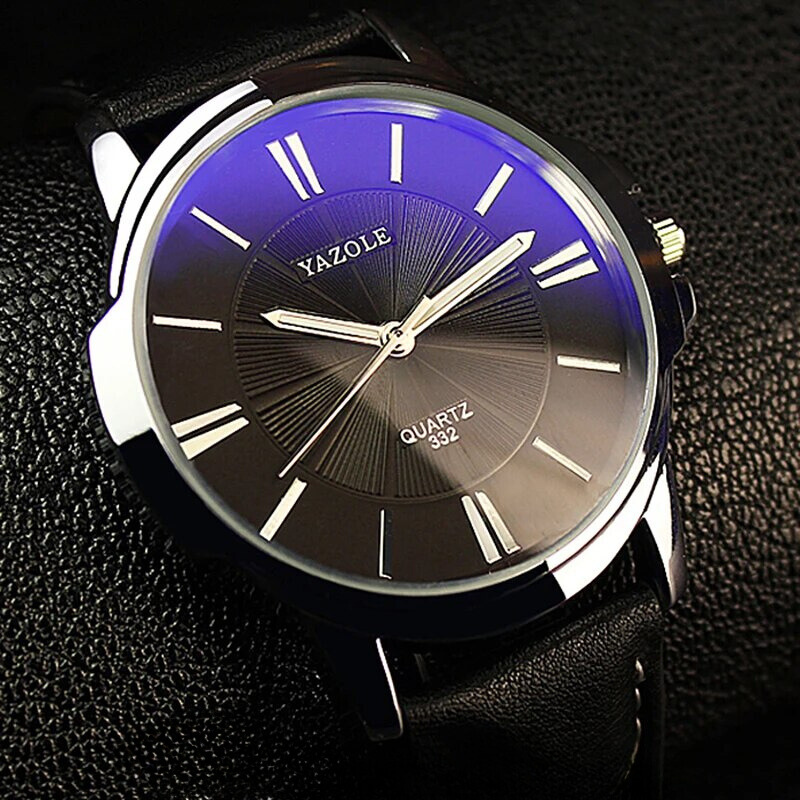 Luxuriöse Blaues Glas Lederuhr™ - VIVILY