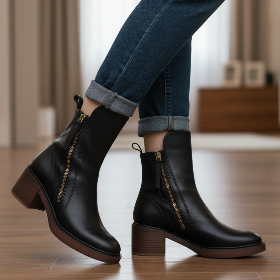 VIVILY | Elegante Lederstiefel mit bequemem Absatz