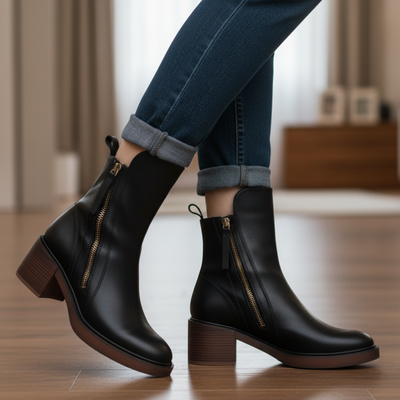 VIVILY | Elegante Lederstiefel mit bequemem Absatz