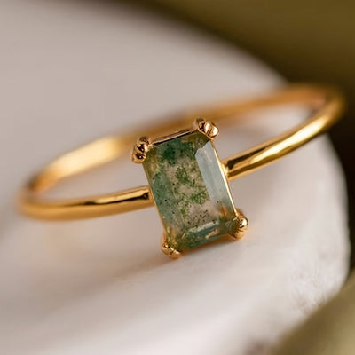 VIVILY | Natürlicher Moosachat Ring