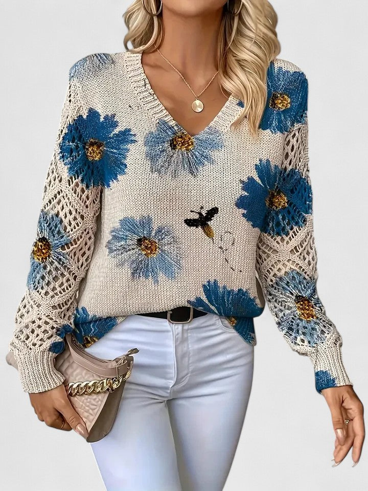 Vivily | Eleganter Pullover mit Blumenmuster