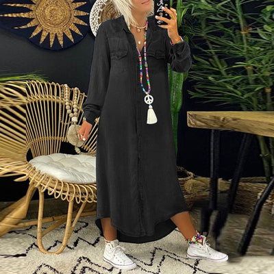 VIVILY | Langärmliges Maxikleid aus Denim