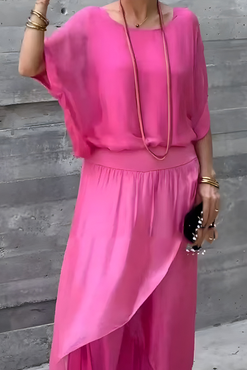 Mathilda™ | Weites Top & Hose mit Schlitz – Zweiteiliges Chiffon-Set