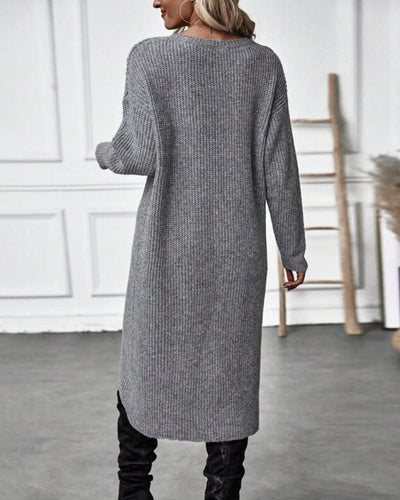 VIVILY | Langes Effekten Strickkleid