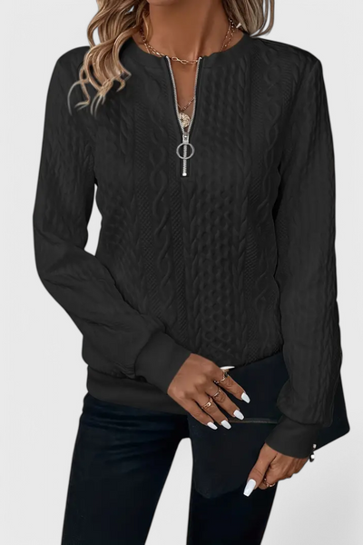 VIVILY | Weicher Strickpullover mit Reißverschluss