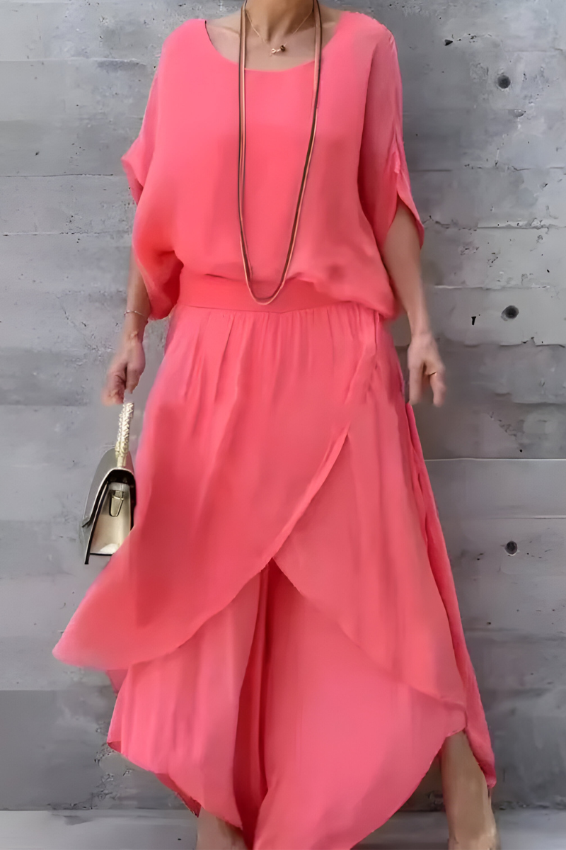 Mathilda™ | Weites Top & Hose mit Schlitz – Zweiteiliges Chiffon-Set